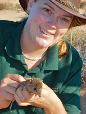 Judy Dunlop with golden bandicoot